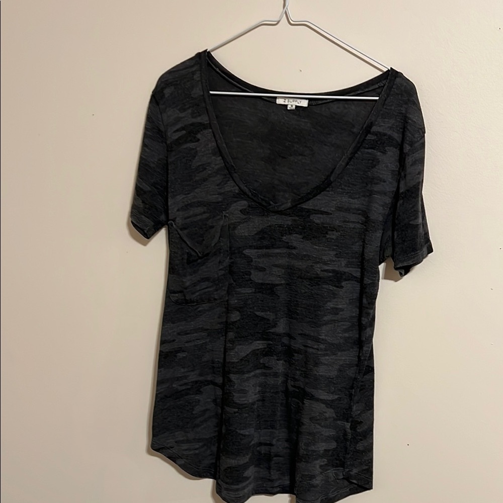 Women's Black Camouflage Top